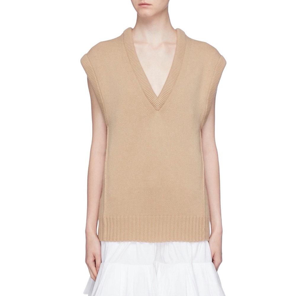 CHLOÉ V-Neck Cashmere Wool Knit Sweater Vest